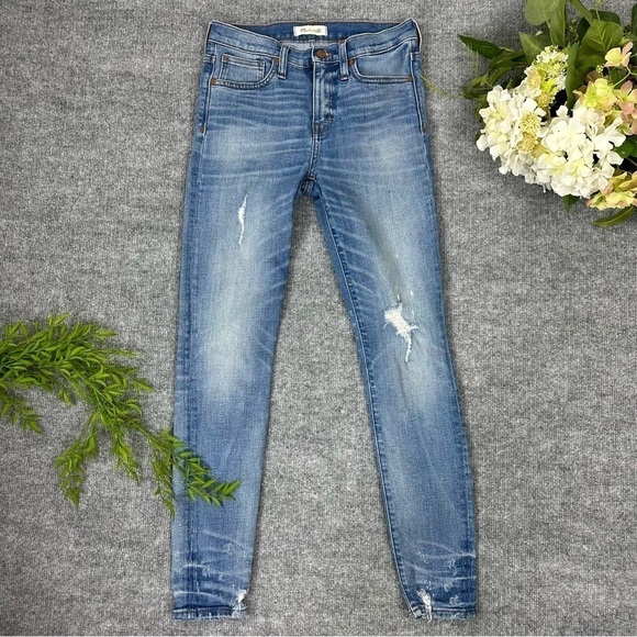 Madewell 9" High Rise Skinny Jeans Sz 26 In Destructed Hem Edition - Picture 7 of 17